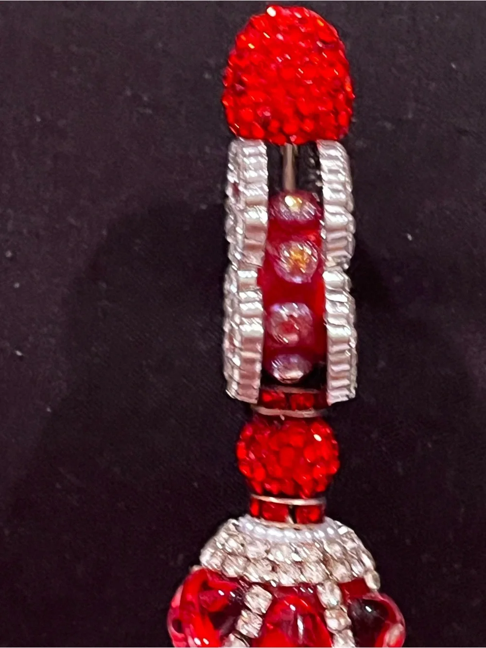 Designer inspired bright red monogram focal fancy beaded pen